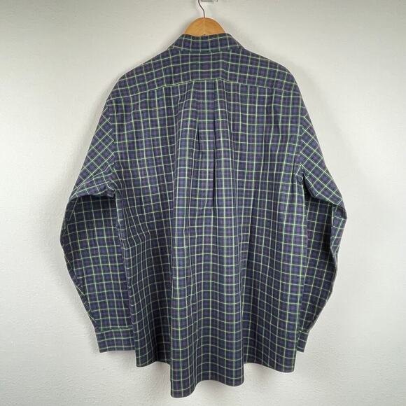 L.L. Bean Men's XL Blue‎ Green Plaid Long Sleeve Button-Up Shirt - Picture 3 of 6